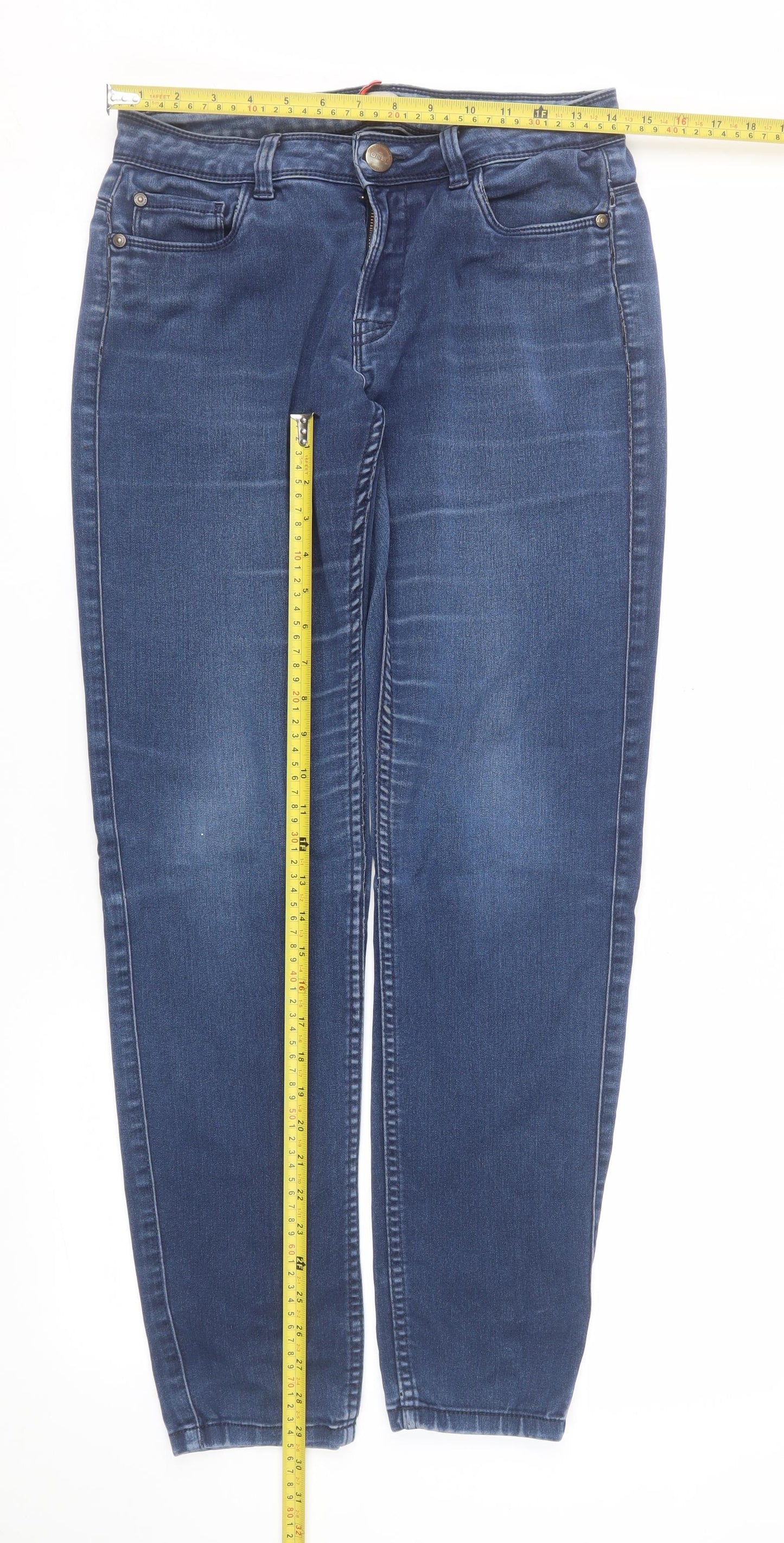 ONLY Women's Blue Mid Rise Straight Jeans Size M L30