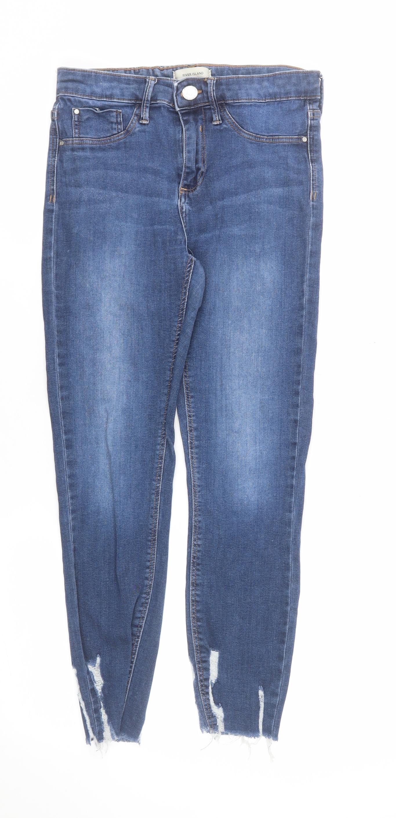 River Island Womens Blue Distressed Skinny Jeans Size 10