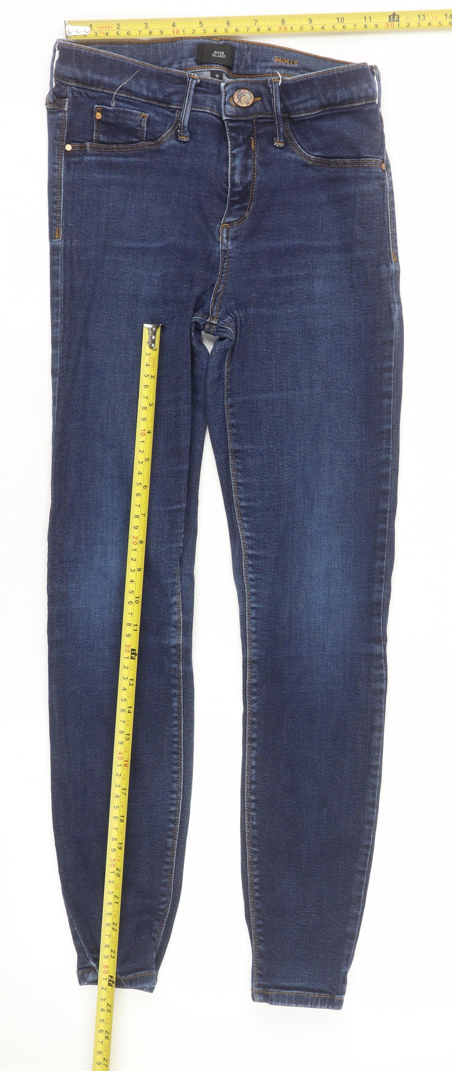 River Island Women's Blue Molly High Rise Jegging Jeans Size 10