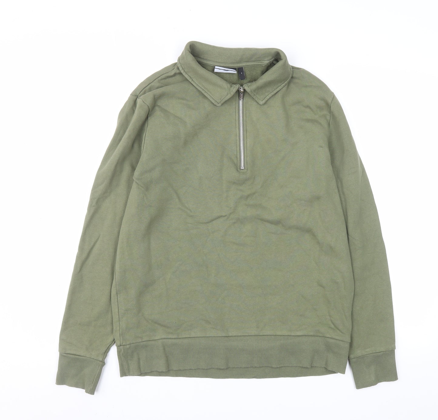 ASOS DESIGN Men's Green 1/4 Zip Collared Sweatshirt Size M