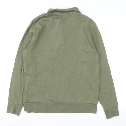 ASOS DESIGN Men's Green 1/4 Zip Collared Sweatshirt Size M