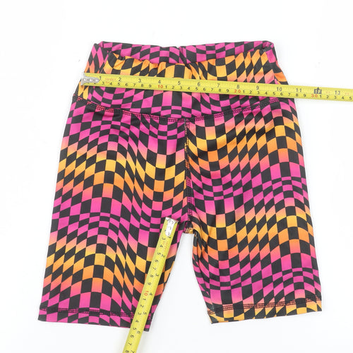 Dunnes Stores Girls Black Multi Biker Shorts 7-8 Years Polyester Stretch
