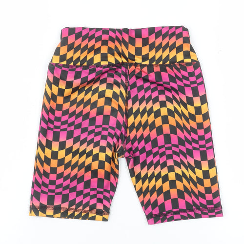 Dunnes Stores Girls Black Multi Biker Shorts 7-8 Years Polyester Stretch