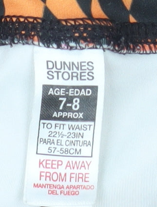 Dunnes Stores Girls Black Multi Biker Shorts 7-8 Years Polyester Stretch
