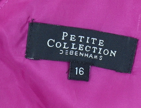 Debenhams Petite Womens Pink Sheath Ruffle V-Neck Dress Size 16