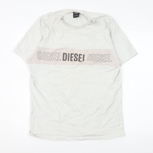 Diesel Men's White XL Graphic Logo Cotton T-Shirt