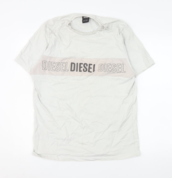 Diesel Men's White XL Graphic Logo Cotton T-Shirt