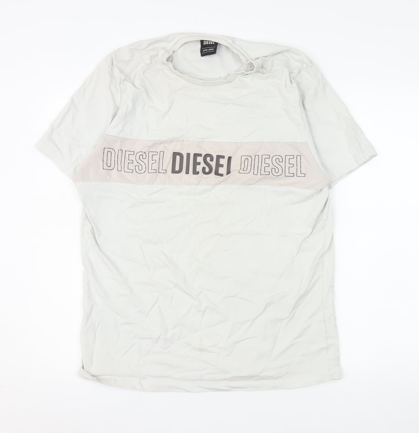 Diesel Men's White XL Graphic Logo Cotton T-Shirt