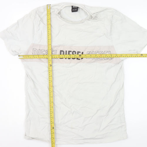 Diesel Men's White XL Graphic Logo Cotton T-Shirt