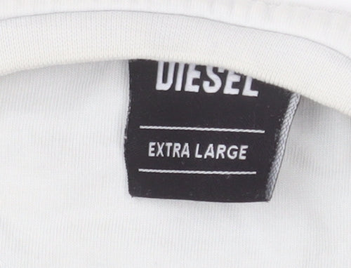 Diesel Men's White XL Graphic Logo Cotton T-Shirt