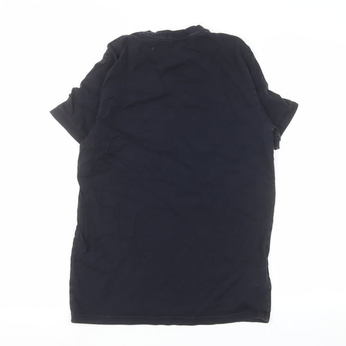 Fred Perry Men's Blue Colourblock Logo Crew Neck Cotton T-Shirt S