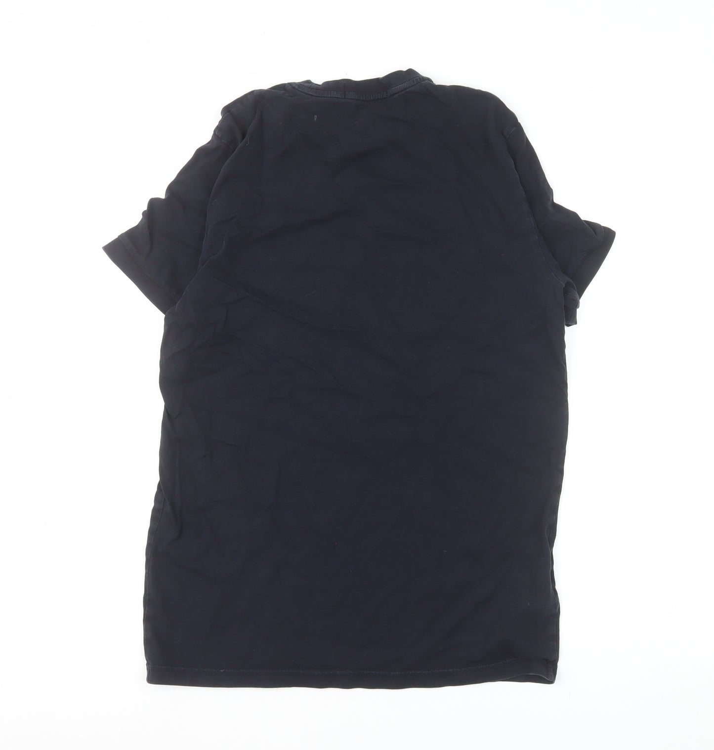 Fred Perry Men's Blue Colourblock Logo Crew Neck Cotton T-Shirt S