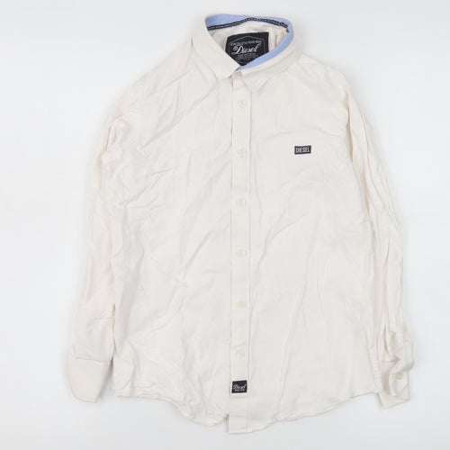 Diesel Boys Beige Button-Up Long Sleeve Shirt Age 9-10 Retro Style