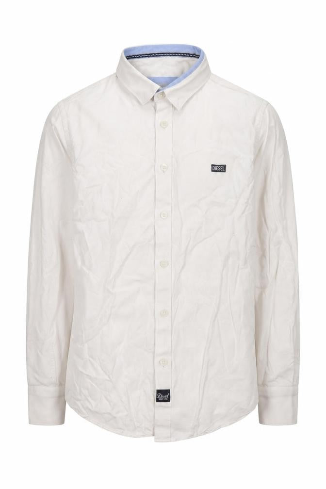Diesel Boys Beige Button-Up Long Sleeve Shirt Age 9-10 Retro Style