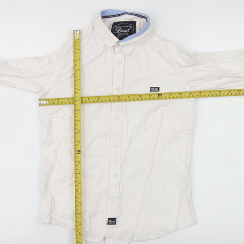 Diesel Boys Beige Button-Up Long Sleeve Shirt Age 9-10 Retro Style
