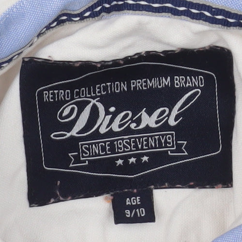 Diesel Boys Beige Button-Up Long Sleeve Shirt Age 9-10 Retro Style