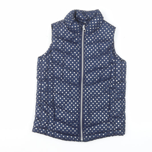Gap Kids Girls Blue Floral Puffer Gilet Waistcoat 6-7 Years