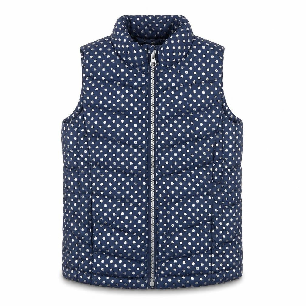 Gap Kids Girls Blue Floral Puffer Gilet Waistcoat 6-7 Years