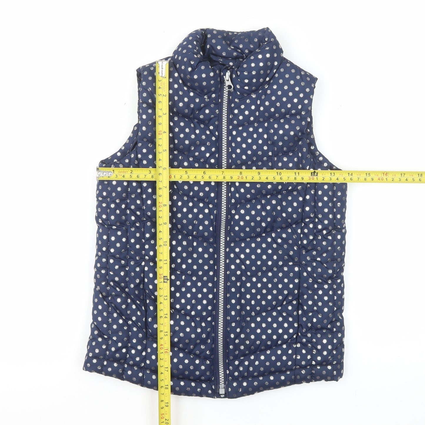 Gap Kids Girls Blue Floral Puffer Gilet Waistcoat 6-7 Years