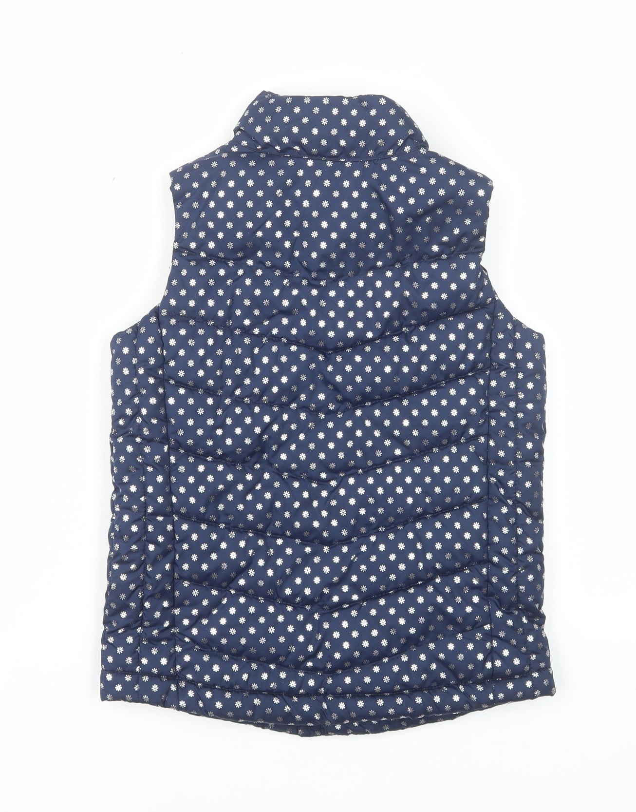 Gap Kids Girls Blue Floral Puffer Gilet Waistcoat 6-7 Years