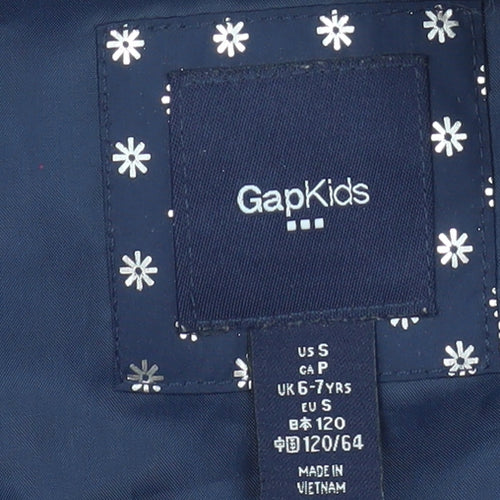 Gap Kids Girls Blue Floral Puffer Gilet Waistcoat 6-7 Years