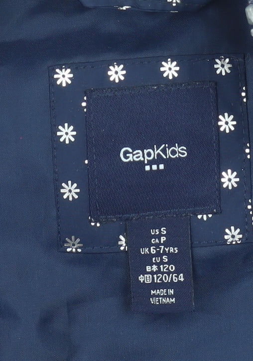 Gap Kids Girls Blue Floral Puffer Gilet Waistcoat 6-7 Years