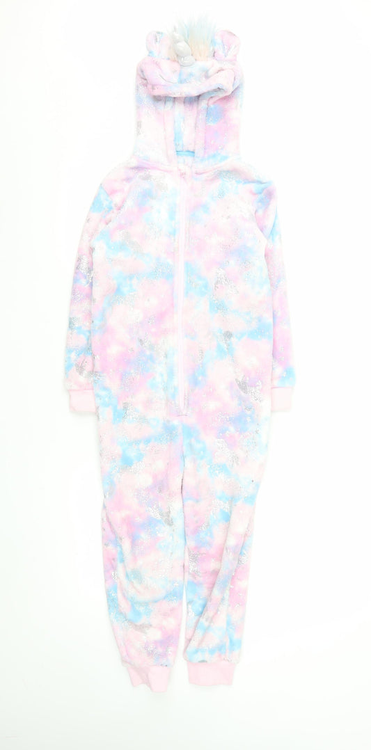 Dunnes Stores Girls Multicoloured Unicorn Hooded Fleece Onesie 7-8 Years
