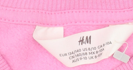 H&M Girls Pink Unicorn Sequin Pullover Sweatshirt 9-10 Years