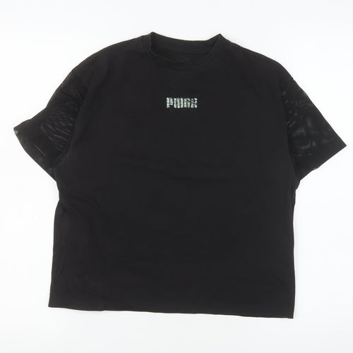 Puma Women's Black Short Sleeve Crew Neck Cotton T-Shirt S
