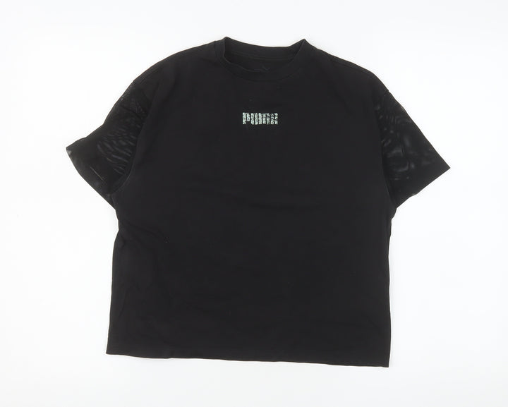 Puma Women's Black Short Sleeve Crew Neck Cotton T-Shirt S