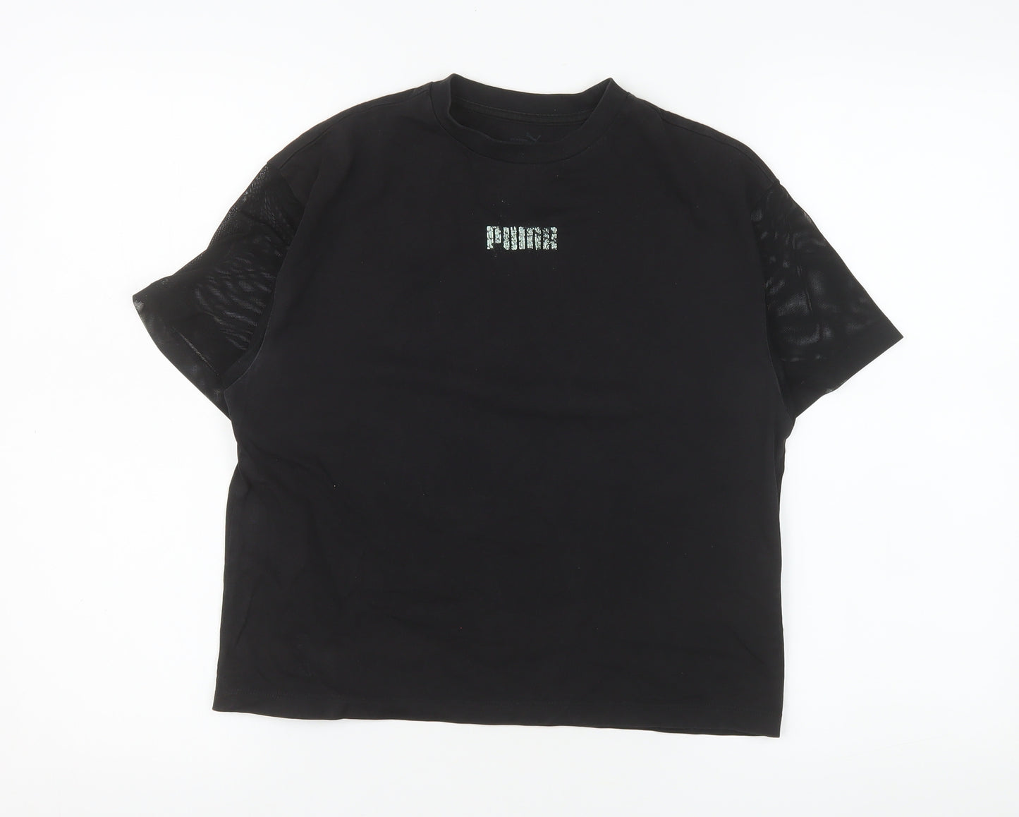 Puma Women's Black Short Sleeve Crew Neck Cotton T-Shirt S
