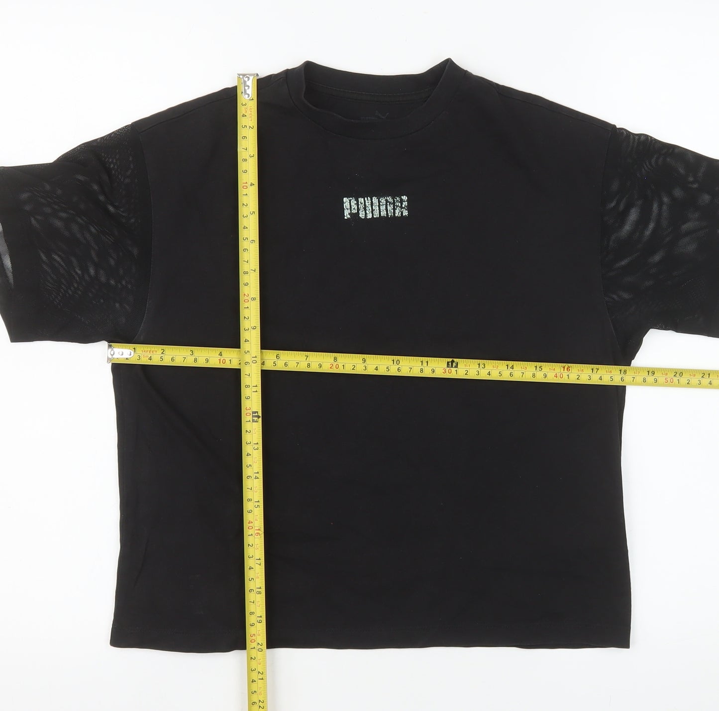 Puma Women's Black Short Sleeve Crew Neck Cotton T-Shirt S