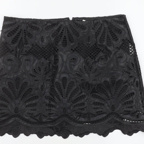 H&M Women's Black Lace Embroidered Pencil Skirt Size 12