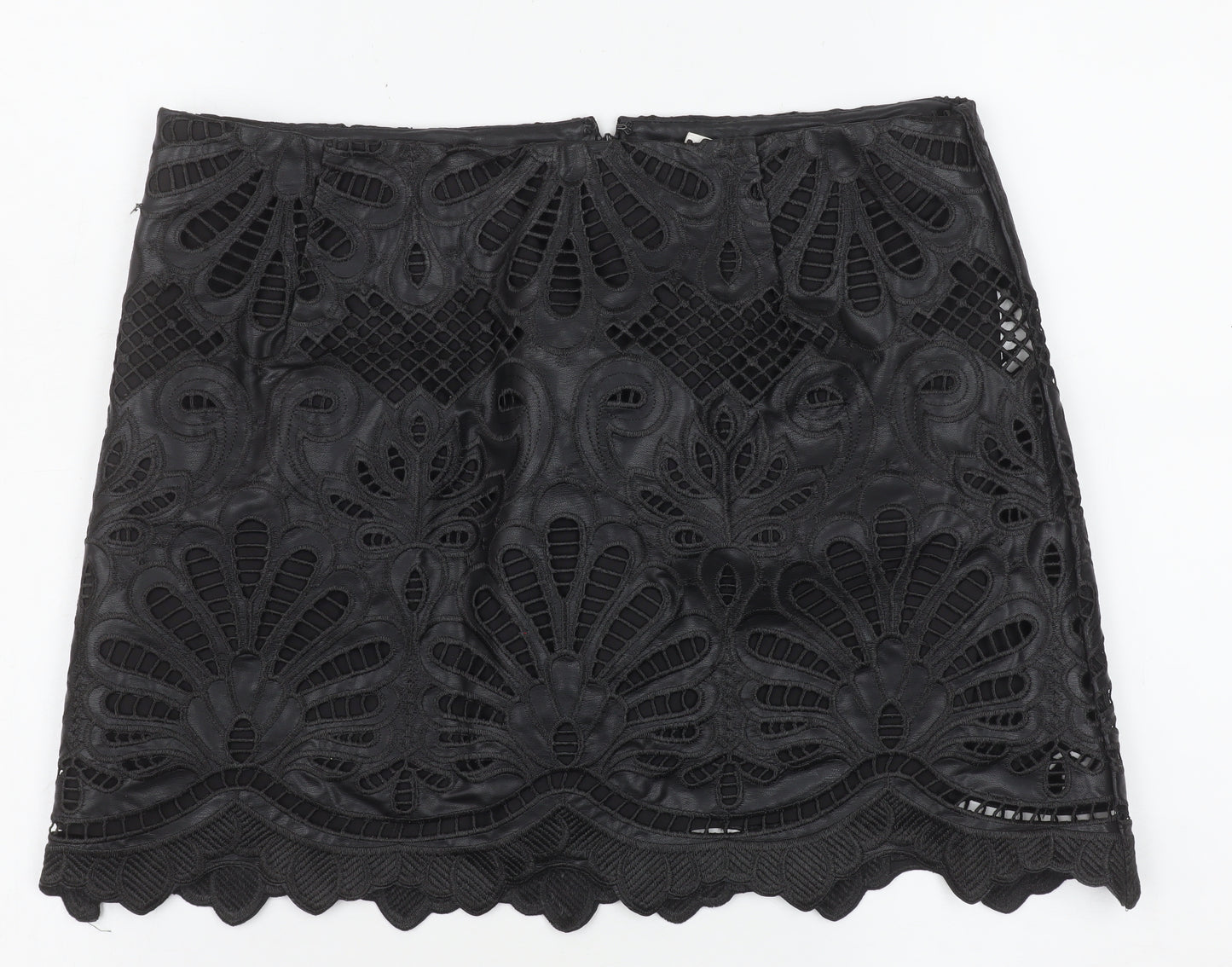 H&M Women's Black Lace Embroidered Pencil Skirt Size 12