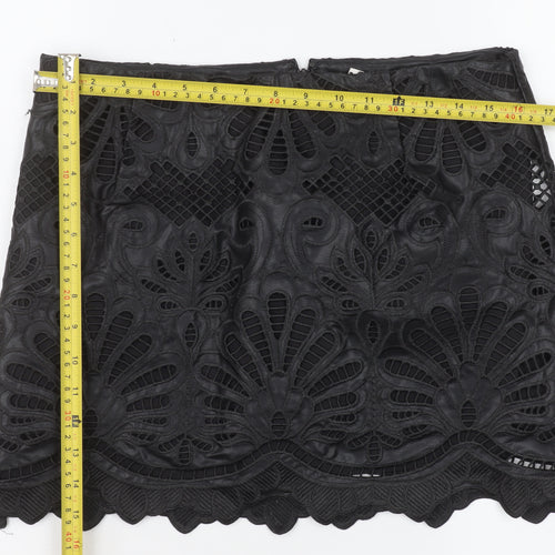 H&M Women's Black Lace Embroidered Pencil Skirt Size 12