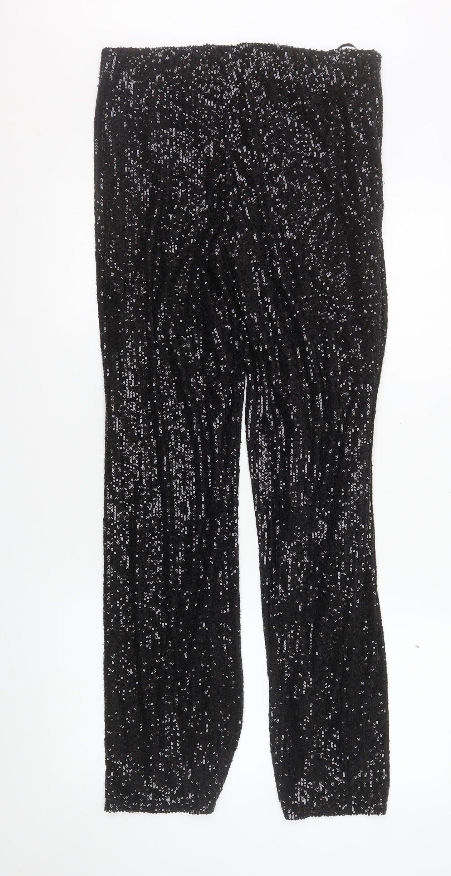 George Women Black Sequin Stretch Dress Pants Size 12