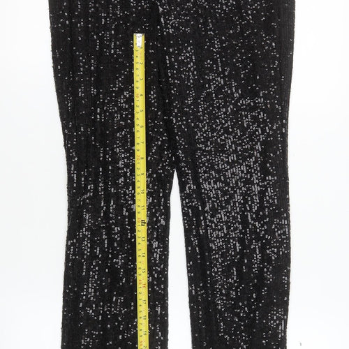 George Women Black Sequin Stretch Dress Pants Size 12