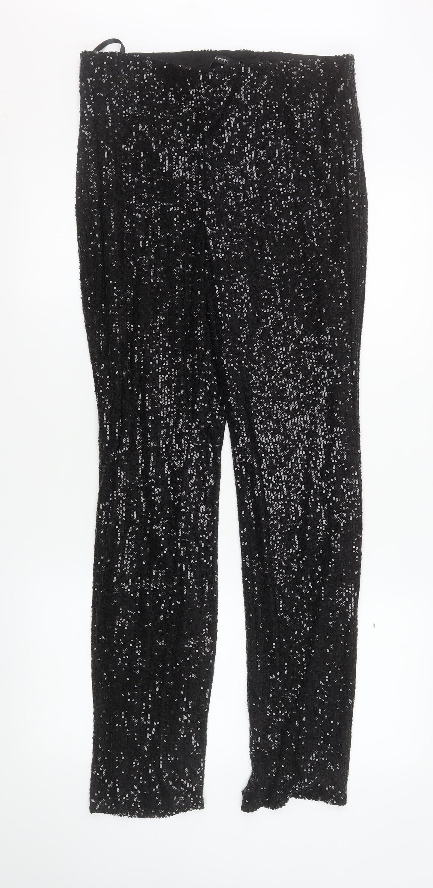 George Women Black Sequin Stretch Dress Pants Size 12