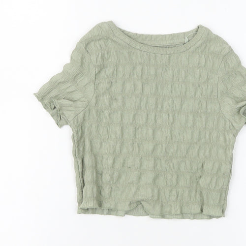 Next Girls Green 5 Years Textured Short Sleeve Basic T-Shirt