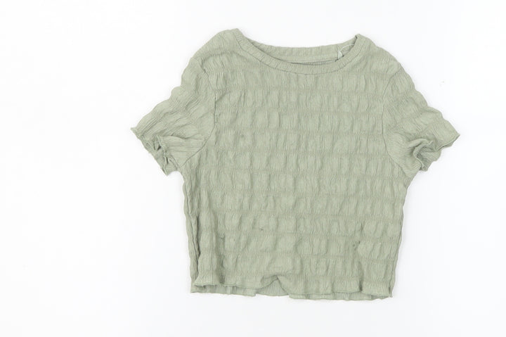 Next Girls Green 5 Years Textured Short Sleeve Basic T-Shirt