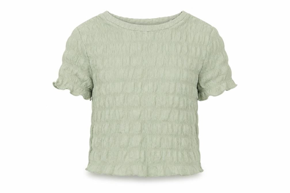 Front view of Next girls’ green 5 years textured short sleeve basic t-shirt