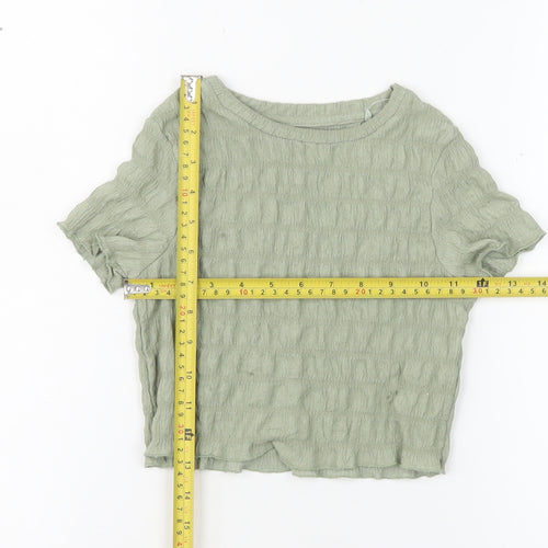 Next Girls Green 5 Years Textured Short Sleeve Basic T-Shirt