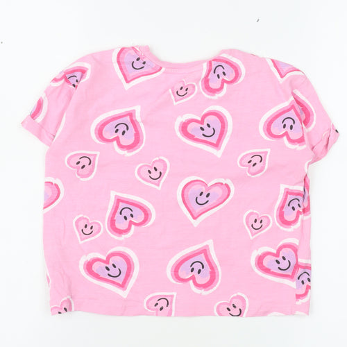 Dunnes Stores Girls Pink Heart Print Cotton T-Shirt 4-5 Years