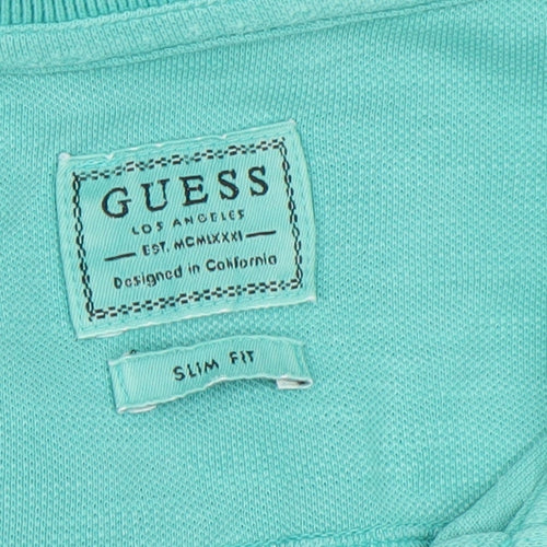 Guess Mens Green Slim Fit Polo Shirt Size XL Cotton Stretch