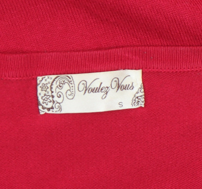 Voulez Vous Women’s Red V-Neck Floral Knit Cardigan Size S