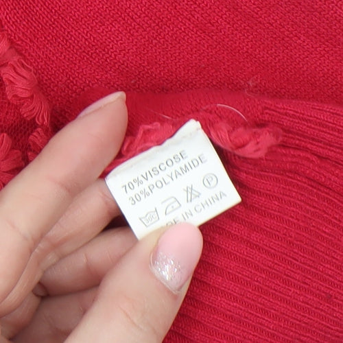 Voulez Vous Women’s Red V-Neck Floral Knit Cardigan Size S