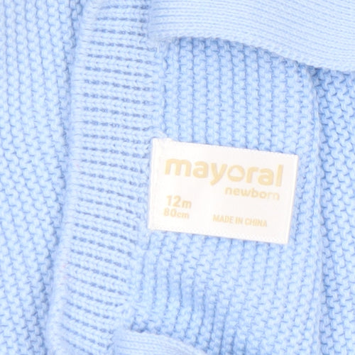 Mayoral Blue Knit Baby Dungaree 12 Months Unisex Comfortable One-Piece