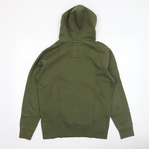Pull&Bear Men's Green Pullover Hoodie Size S Graphic Logo Fleece