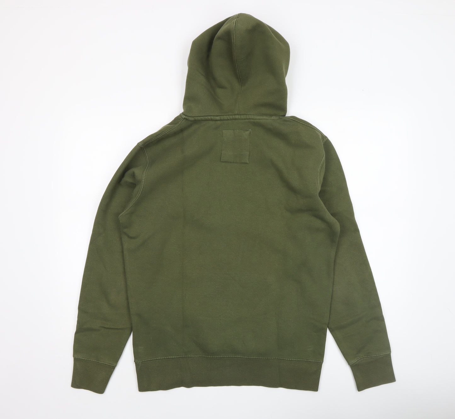 Pull&Bear Men's Green Pullover Hoodie Size S Graphic Logo Fleece