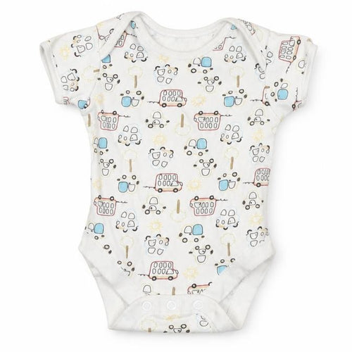 George Unisex Baby White 0-3 Months Cotton Vehicle Print Babygrow